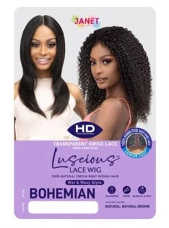 Janet Collection Luscious Remy Indian Human Hair Wet & Wavy HD Lace Wig - BOHEMIAN -Wig Shop bohemianm4m