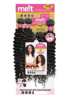 Janet Collection Melt 100% Virgin Human Hair BRAZILIAN DEEP Weave 3pcs + 4x5 HD Closure -Wig Shop brazilian deep1m