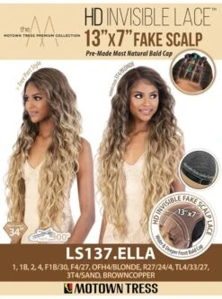 Motown Tress Premium Synthetic 13x7 HD Invisible Fake Scalp Lace Wig - -Wig Shop ls137.ella6m