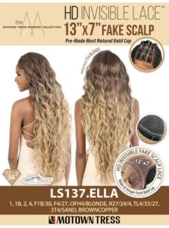 Motown Tress Premium Synthetic 13x7 HD Invisible Fake Scalp Lace Wig - -Wig Shop ls137.ella7m